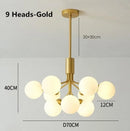 GobekUsa Gold Glass Ball Chandelier: Luxury LED Lighting for Dining Room, Kitchen, Cafe