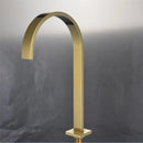 GobekUsa Brushed Gold Basin Faucet: 360 Rotating Two Hole Widespread Bathroom Sink Tap