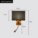GobekUsa Chinese Wood LED Wall Lamp for Bedroom Reading, Nordic Fabric Lighting Fixture