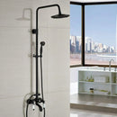 GobekUsa Black Bronze Bathroom Shower Faucet Set with Dual Ceramic Handles & 8" Rainfall Column