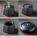 GobekUsa Black Pottery Ashtray with Cover: Stylish, Large Capacity Ceramic Ashtray
