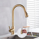 GobekUsa Gold Brass Kitchen Faucet Rotatable Mixer Tap Single Handle Hot&Cold Water