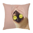 GobekUsa Cute Cat Face Decorative Cushion Cover Soft Linen Pillow for Home Sofa