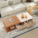 Modern Extendable Wood Coffee Table with Hidden Storage — Two-Tone Design