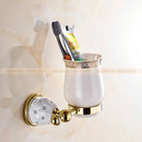 GobekUsa Golden Bath Hardware Set: TP Holder, Towel Rack, Tissue Holder, Cup Holder, Robe Hook
