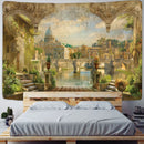 GobekUsa Green Plant Landscape Tapestry | Boho Wall Hanging for City Castle Hill