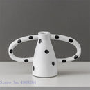GobekUsa Ceramic Vase with Black and White Spots | Abstract Wave Point Design