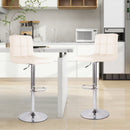 Modern PU Leather Adjustable Swivel Durable Light Weight Steady Barstools Hotel Use Iron Frame Upholstered Back Thickened (Set of 2)