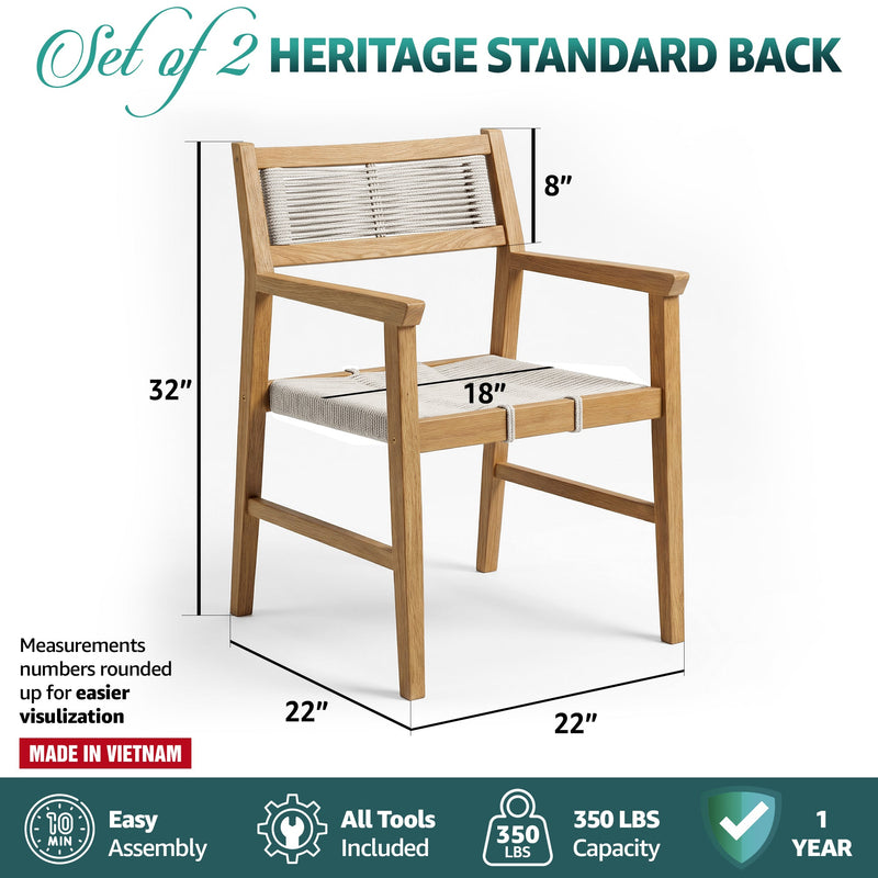 Heritage Standard Outdoor Armchair, dimensions drawing
