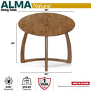Alma 36 Inches Round Dining Table for 4, Mid-Century Modern Kitchen & Dining Room Tables by Megsu