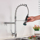 GobekUsa Brass Kitchen Faucet Spring Swivel Spout Hot Cold Water Mixer Taps