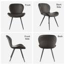 Upholstered Dining Chairs Set of 4 — Midcentury PU Leather, Metal Legs