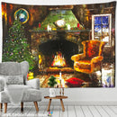 GobekUsa Christmas Fireplace Tapestry Wall Hanging Home Decor