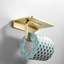GobekUsa Brushed Gold Bathroom Hardware Set: Towel Rack, Corner Shelf, Paper Holder, Hook, Toilet Brush Holder