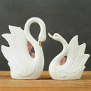 GobekUsa Elegant Swan Sculpture Figurines Pair for Home Décor & Wedding Gift