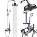 GobekUsa Dual Handle Chrome Brass Shower Mixer System with 8" Rainfall Shower Head