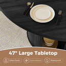 Solid Wood Convertible Dining Table with Sliding Door Storage — Black