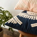 GobekUsa Embroidered Cotton Pillow Cover 45x45cm, Navy Pink Decorative Throw Pillow
