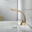 GobekUsa Brushed Gold Basin Faucet: Single Handle Waterfall Mixer Tap for Bathroom