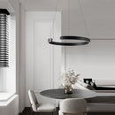 GobekUsa LED Chandelier: Round Rings Pattern, Gold, Modern Design for Living, Dining, Bedroom, Kitchen.