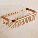 GobekUsa Gold Brass Bathroom Shelf with Towel Hanger, Shampoo Holder, and Basket