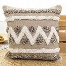 GobekUsa Grey Diamond Tufted Zigzag Cushion Cover 45x45cm - Moroccan Style Pillowcase