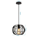 GobekUsa Industrial Nordic Cage Pendant Light, Black Iron Retro Loft Hanging Lamp