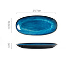GobekUsa Japanese Blue Ceramic Tableware Set - Rice Bowl, Plate, Spoon, Udon Ramen Bowl, Soup Dish