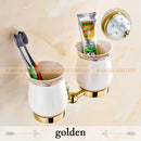 GobekUsa Golden Bath Hardware Set: TP Holder, Towel Rack, Tissue Holder, Cup Holder, Robe Hook