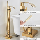 GobekUsa Gold Bathtub Faucet Set Hot Cold Water Shower Mixer Tap Waterfall Floor Stand