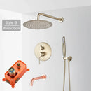 GobekUsa Brushed Gold Shower Faucet Set: Wall Mount Rotate Tub Spout, Rainfall Head Mixer Tap