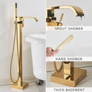 GobekUsa Gold Bathtub Faucet Set Hot Cold Water Shower Mixer Tap Waterfall Floor Stand