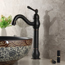 GobekUsa Black Ceramics Sink with Hand-Painted Waterfall Design and Brass Faucet