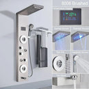 GobekUsa Brushed LED Light Shower Faucet SPA Massage Shower Column Waterfall Panel