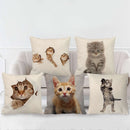 GobekUsa Cute Cat Face Decorative Cushion Cover Soft Linen Pillow for Home Sofa