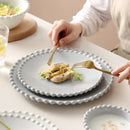 GobekUsa Heart Shaped Pearl Dinner Plate Set - Elegant Porcelain Tableware for Salad, Soup, Steak