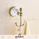 GobekUsa Golden Bath Hardware Set: TP Holder, Towel Rack, Tissue Holder, Cup Holder, Robe Hook