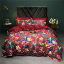 GobekUsa 1400TC Egyptian Cotton Bird Floral Bedding Set - Luxury 4Pcs