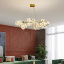 GobekUsa Golden Ring Glass Ball Chandelier with Remote Control for Living Dining Room