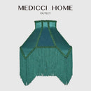 GobekUsa Art Deco Malachite Green Silk Lampshade with Tassels