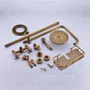 GobekUsa Antique Brass Shower Faucet Set with 8'' Rainfall Head & Swivel Spray