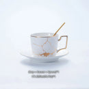 GobekUsa 200ml Marble Ceramic Tea Set with Spoon and Saucer