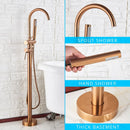 GobekUsa Black Dual Handle Freestanding Bathtub Faucet Set Floor Standing Bath Mixer Tap