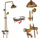GobekUsa Brass Antique Dual Handle Shower Faucet Set with Handshower Shelf
