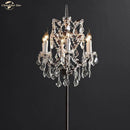 GobekUsa LED Rococo Crystal Iron Floor Lamp Chandelier, Modern Standing Candle Light