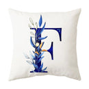 GobekUsa Blue Alphabet Flower Letter Pillowcase for Home Decor