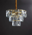 GobekUsa Gold Steel Crystal LED Pendant Light Fixture Luxe Round Hanging Lamp