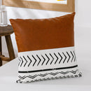 GobekUsa Brown Faux Leather Cotton Cushion Cover 45x45cm/35x50cm Modern Design