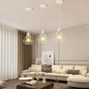 GobekUsa Industrial Iron Cage Pyramid Pendant Lamp for Kitchen Bedroom Living Room