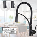 GobekUsa LED Swivel Pull Down Kitchen Faucet with Hot and Cold Water Mixer